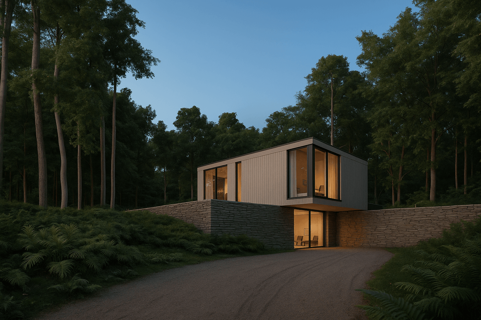 Forest House at Dusk - After